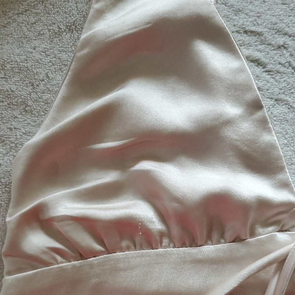 Princess Polly Cream Halter Tie Front Mini Dress - Picture 3 of 15
